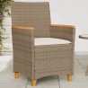 Gartenstühle mit Kissen 2 Stk. Beige Poly Rattan Massivholz