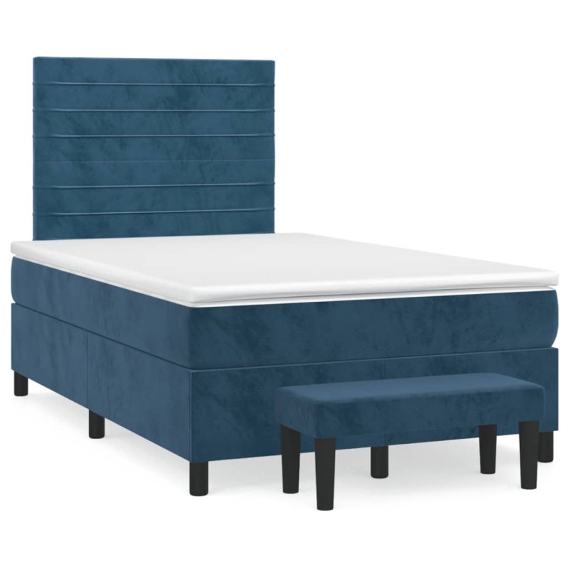 Boxspringbett mit Matratze Dunkelblau 120x190 cm Samt