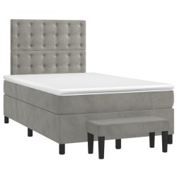 Boxspringbett mit Matratze Hellgrau 120x190 cm Samt