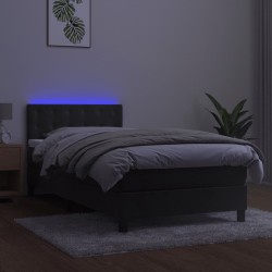 Boxspringbett mit Matratze & LED Dunkelgrau 100x200 cm Samt