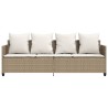 Sonnenliege mit Kissen Beige Poly Rattan