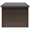 Gartentisch mit Glasplatte Braun 100x55x73 cm Poly Rattan