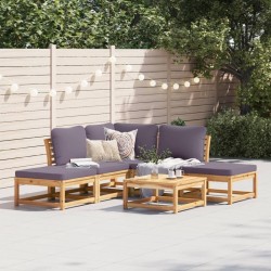 6-tlg. Garten-Lounge-Set mit Kissen Massivholz Akazie