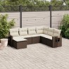 7-tlg. Garten-Sofagarnitur mit Kissen Braun Poly Rattan