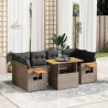 7-tlg. Garten-Sofagarnitur mit Kissen Grau Poly Rattan