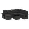 8-tlg. Garten-Sofagarnitur mit Kissen Schwarz Poly Rattan