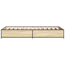 Bettgestell Sonoma-Eiche 75x190 cm Holzwerkstoff und Metall