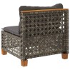 Gartensofa ohne Armlehnen mit Kissen Grau Poly Rattan