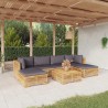 7-tlg. Garten-Lounge-Set mit Kissen Massivholz Teak