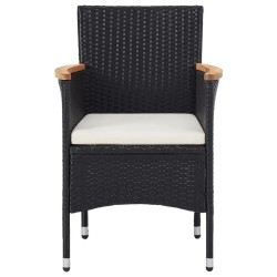 5-tlg. Bistro-Set Poly-Rattan und Massivholz Schwarz