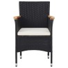 5-tlg. Bistro-Set Poly-Rattan und Massivholz Schwarz