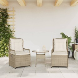 Gartensessel 2 Stk. Verstellbar Beige Poly Rattan