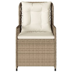 Gartensessel 2 Stk. Verstellbar Beige Poly Rattan