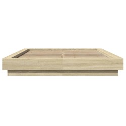 Bettgestell mit LED Sonoma-Eiche 135x190 cm Holzwerkstoff