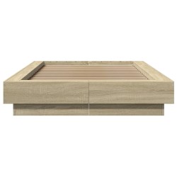 Bettgestell mit LED Sonoma-Eiche 75x190 cm Holzwerkstoff