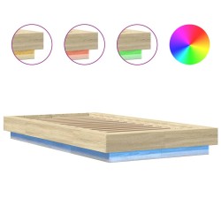 Bettgestell mit LED Sonoma-Eiche 75x190 cm Holzwerkstoff