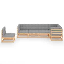 6-tlg. Garten-Lounge-Set mit Kissen Kiefer Massivholz