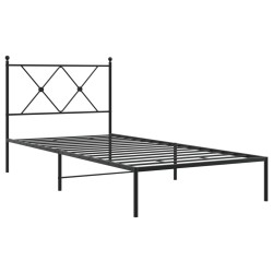 Bettgestell mit Kopfteil Metall Schwarz 90x190 cm