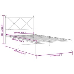 Bettgestell mit Kopfteil Metall Weiß 107x203 cm