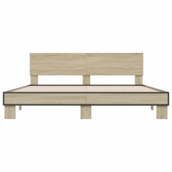 Bettgestell Sonoma-Eiche 180x200 cm Holzwerkstoff und Metall