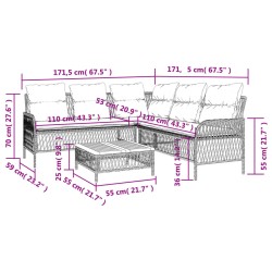 2-tlg. Garten-Sofagarnitur mit Auflagen Poly Rattan Grau