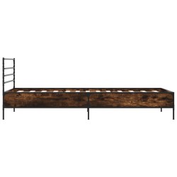 Bettgestell Räuchereiche 75x190 cm Holzwerkstoff und Metall