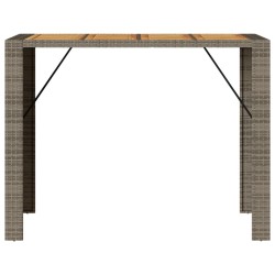 Garten-Bartisch mit Holzplatte Grau 145x80x110 cm Polyrattan