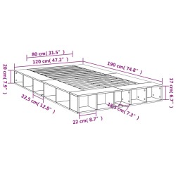 Bettgestell Betongrau 120x190 cm Holzwerkstoff