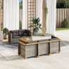 6-tlg. Garten-Sofagarnitur mit Kissen Grau Poly Rattan