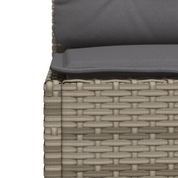 8-tlg. Garten-Sofagarnitur mit Kissen Grau Poly Rattan