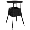 3-tlg. Garten-Essgruppe mit Kissen Schwarz Poly Rattan Glas