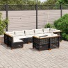 9-tlg. Garten-Sofagarnitur mit Kissen Schwarz Poly Rattan