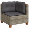 9-tlg. Garten-Sofagarnitur mit Kissen Grau Poly Rattan