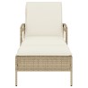 Sonnenliege mit Auflage Beige 63x200x81 cm Poly Rattan