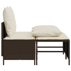 4-tlg. Garten-Sofagarnitur mit Kissen Braun Poly Rattan