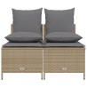 4-tlg. Garten-Sofagarnitur mit Kissen Beige Poly Rattan