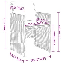 7-tlg. Garten-Essgruppe mit Kissen Beige Poly Rattan