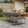 5-tlg. Garten-Essgruppe mit Kissen Grau Poly Rattan