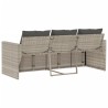 Gartensofa mit Kissen 3-Sitzer Hellgrau Poly Rattan