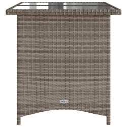 Gartentisch mit Glasplatte Grau 110x68x70 cm Poly Rattan