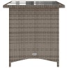 Gartentisch mit Glasplatte Grau 110x68x70 cm Poly Rattan