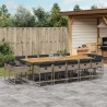 15-tlg. Garten-Essgruppe mit Kissen Grau Poly Rattan