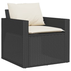 6-tlg. Garten-Sofagarnitur mit Kissen Schwarz Poly Rattan