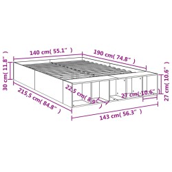 Bettgestell Braun Eichen-Optik 140x190 cm Holzwerkstoff