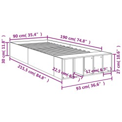 Bettgestell Schwarz 90x190 cm Holzwerkstoff