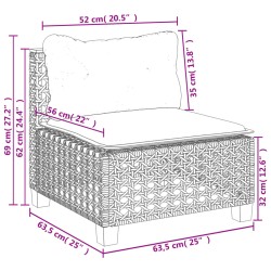 11-tlg. Garten-Sofagarnitur mit Kissen Schwarz Poly Rattan