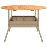 Gartentisch mit Holzplatte Beige Ø110x71 cm Poly Rattan