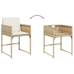 Gartenstühle mit Kissen 4 Stk. Beige Poly Rattan