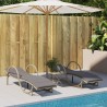 Sonnenliegen 2 Stk. mit Tisch Beige Poly Rattan