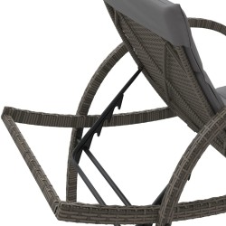 Sonnenliegen 2 Stk. mit Tisch Grau Poly Rattan